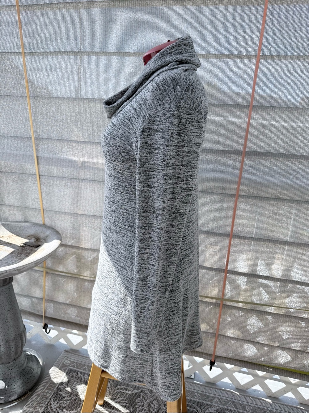 Cozy Gray Cowl-Neck Sweater Dress - Picture 4 of 10